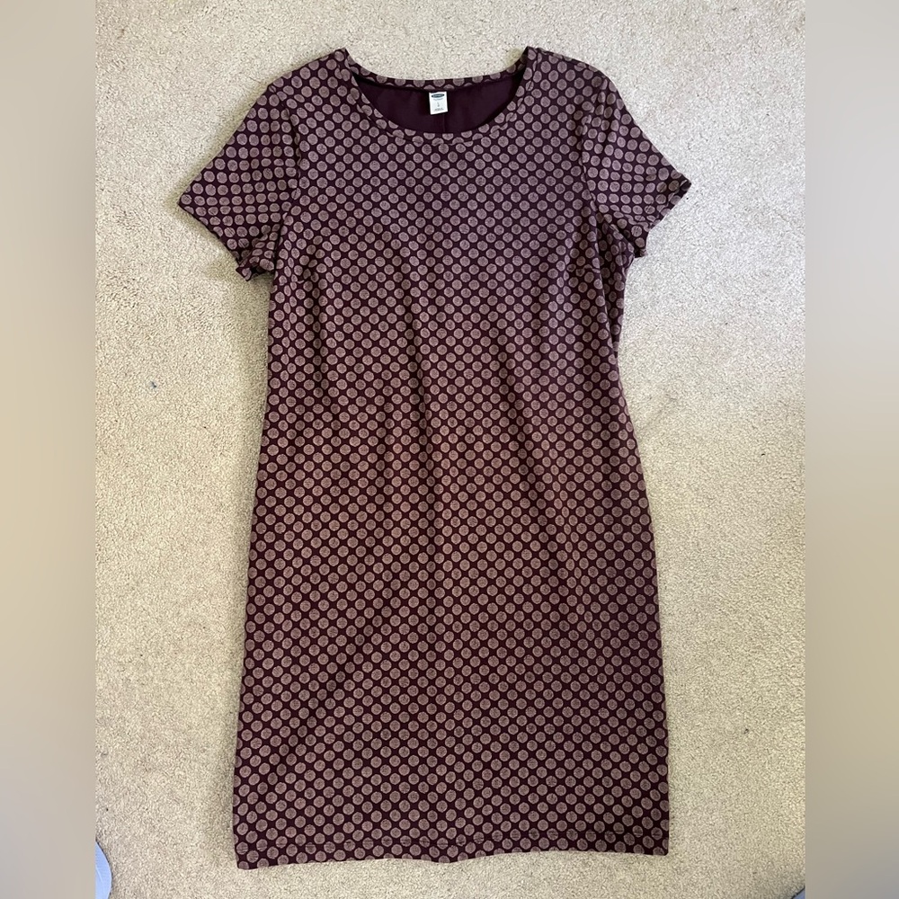Old Navy Maroon Patterned Short Sleeve Dress - Size Large